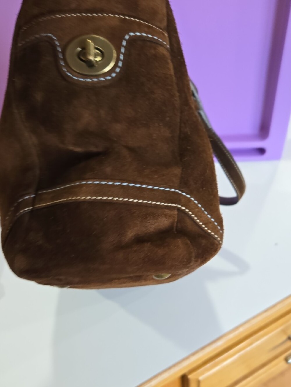 Coach Hampton Gallery Brown Suede Tote (Style 8B03) - Picture 5 of 16